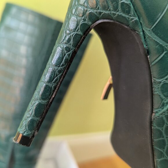 GUESS Faux-Croc leather Boots Forest Green Sz 6 - Picture 12 of 12